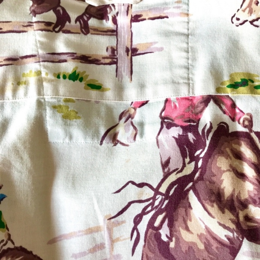 RARE VINTAGE Tommy Hilfiger Western Print Shirt - Cream, Brown, Red, Green - Picture 12 of 15
